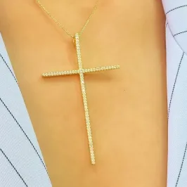 GARGANTILHA CRUZ PALITO CRAVEJADA GRANDE