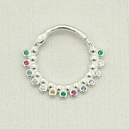 PIERCING PRATA ARGOLA CRAVEJADA COLORS