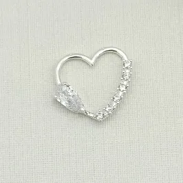PIERCING PRATA CORAÇÃO CRAVEJADO