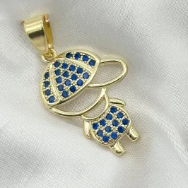 PINGENTE MENINO CRAVEJADO ZIRCONIA AZUL