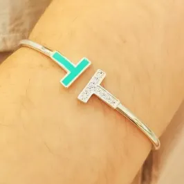 BRACELETE PRATA CRAVEJADO TIFFANY INSPIRAÇÃO