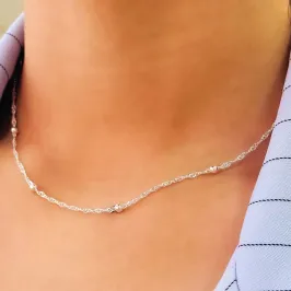 GARGANTILHA PRATA SIGAPURA COM BOLINHA 3MM