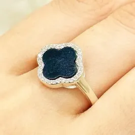 ANEL PRATA ALHAMBRA PRETO BORDA CRAVEJADA VAN CLEEF