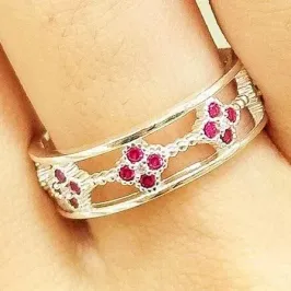 ANEL PRATA FLOR ROSA