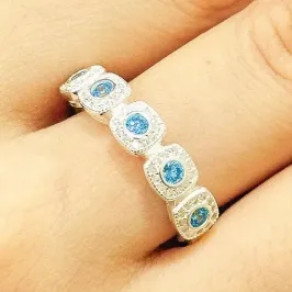 ANEL PRATA PEDRA SWAROVSKI AQUAMARINE