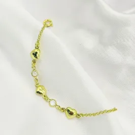 PULSEIRA INFANTIL CORAÇÕES COM PEDRAS CRISTAIS