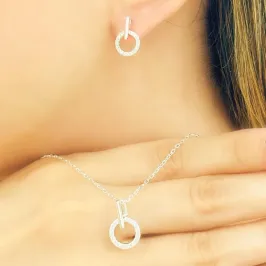 CONJUNTO PRATA ARO CRAVEJADO