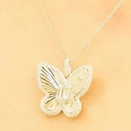 GARGANTILHA PRATA BORBOLETA DIAMANTADA COM PEDRAS