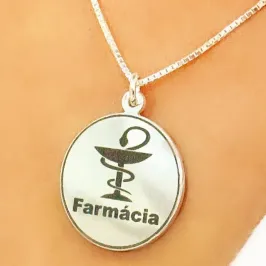 GARGANTILHA PRATA MEDALHA PERSONALIZADA 2 CM