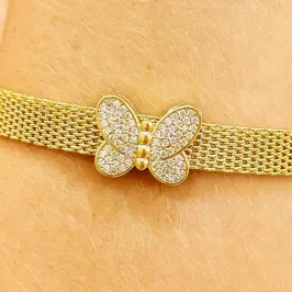 PINGENTE BORBOLETA CRAVEJADA PARA ESTEIRA