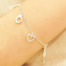 PULSEIRA PRATA ALGEMA E ORAÇÃO PENDURADOS