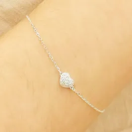 PULSEIRA PRATA CORAÇÃO CRAVEJADO