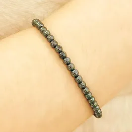 PULSEIRA PRATA ESFERAS HEMATITA NATURAL 4MM