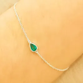 PULSEIRA PRATA GOTA VERDE