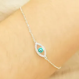 PULSEIRA PRATA OLHO GREGO CRAVEJADO