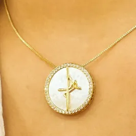 GARGANTILHA  FÉ CRAVEJADA MADRE PEROLA