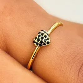 ANEL CORAÇÃO CRAVEJADO ZIRCONIA NEGRA