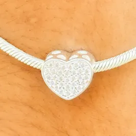 BERLOQUE PRATA CORAÇÃO CRAVEJADO E MÃE