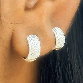 BRINCO PRATA DUPLA ARGOLA TEXTURIZADA