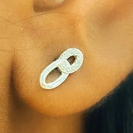 BRINCO PRATA ELO CRAVEJADO E LISO
