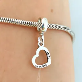 BERLOQUE PRATA CORAÇÃO VAZADO PERSONALIZADO