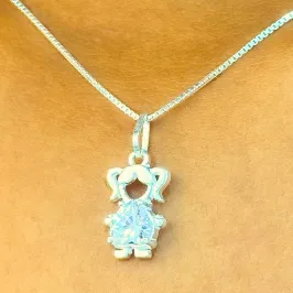 GARGANTILHA PRATA MENINA COM ZIRCONIA