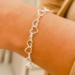 PULSEIRA PRATA CORAÇÃO VAZADO FIO 100