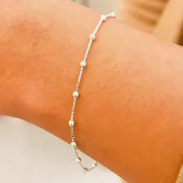 PULSEIRA PRATA VENEZIANA BOLINHA 2,5MM