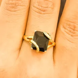 ANEL RETÂNGULAR PEDRA PRETA