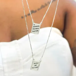 ESCAPULÁRIO PRATA PLACA O SENHOR É MEU PASTOR