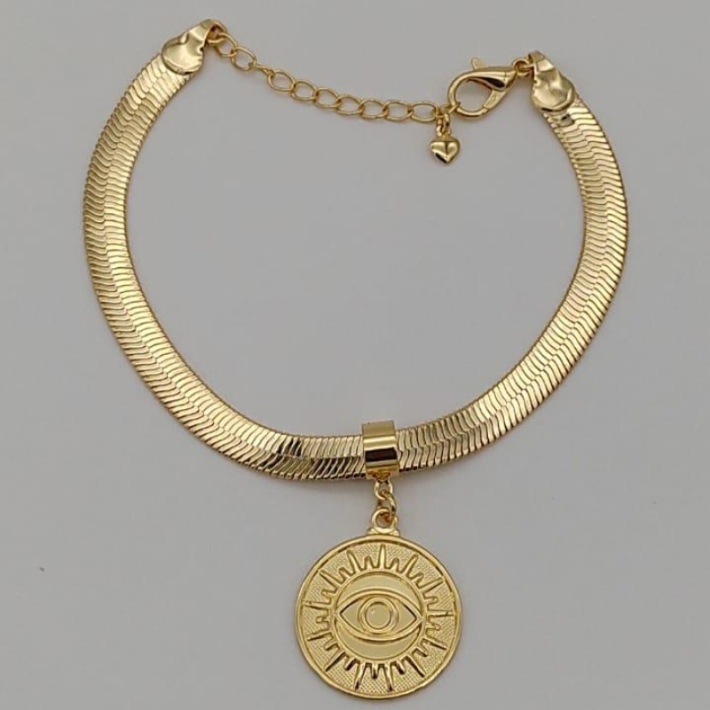 PULSEIRA LAMINADA OLHO GREGO GROSSA