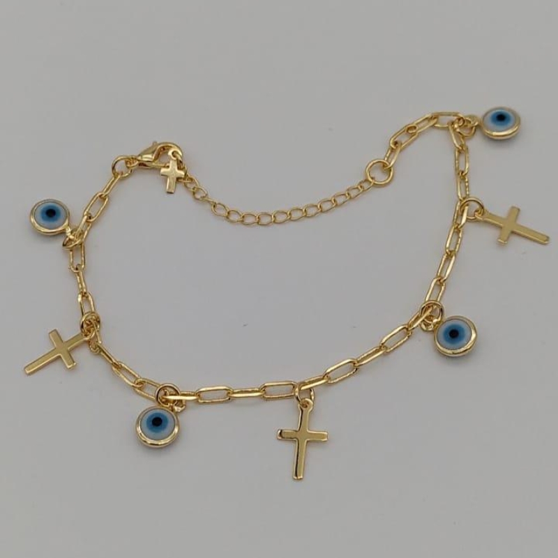 PULSEIRA OLHO GREGO COM CRUZ