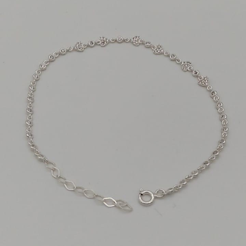 PULSEIRA PRATA CORAÇÃO CRAVEJADO COM PONTO DE LUZ