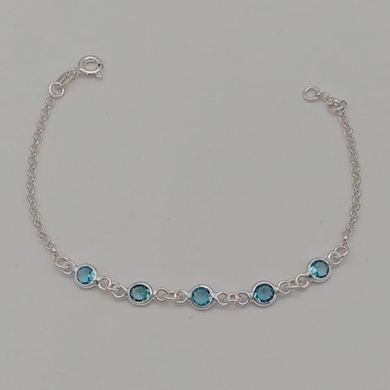 PULSEIRA PRATA INFANTIL ZIRCONIA AZUL