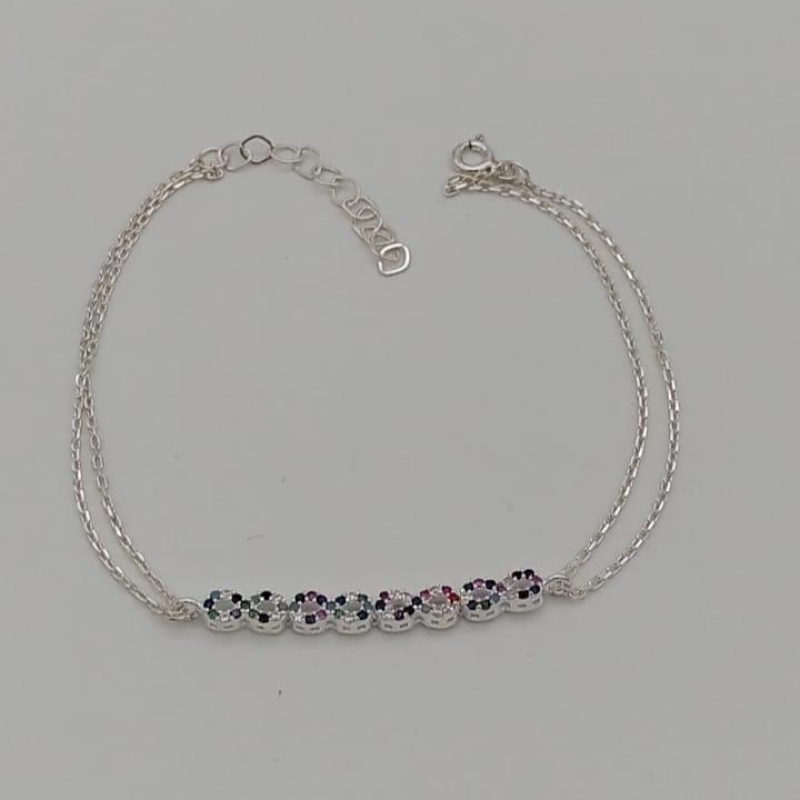 PULSEIRA PRATA INFINITO CRAVEJADO COLORIDO