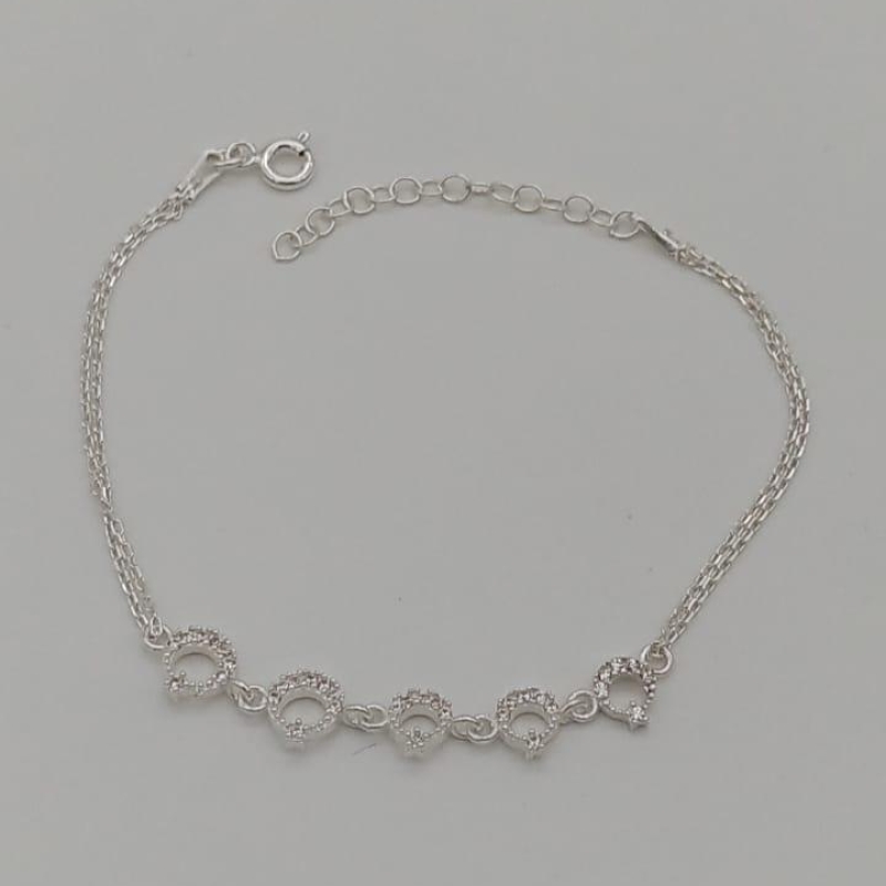 PULSEIRA PRATA LUA E ESTRELA CRAVEJADO CRISTAL