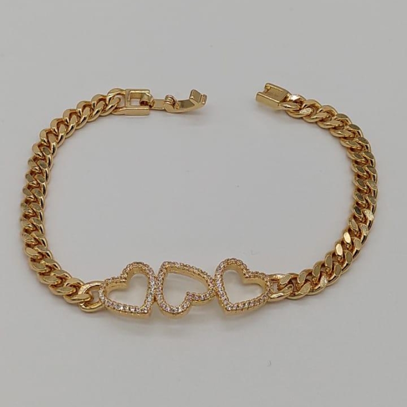 PULSEIRA 3 CORAÇÕES CRAVEJADOS