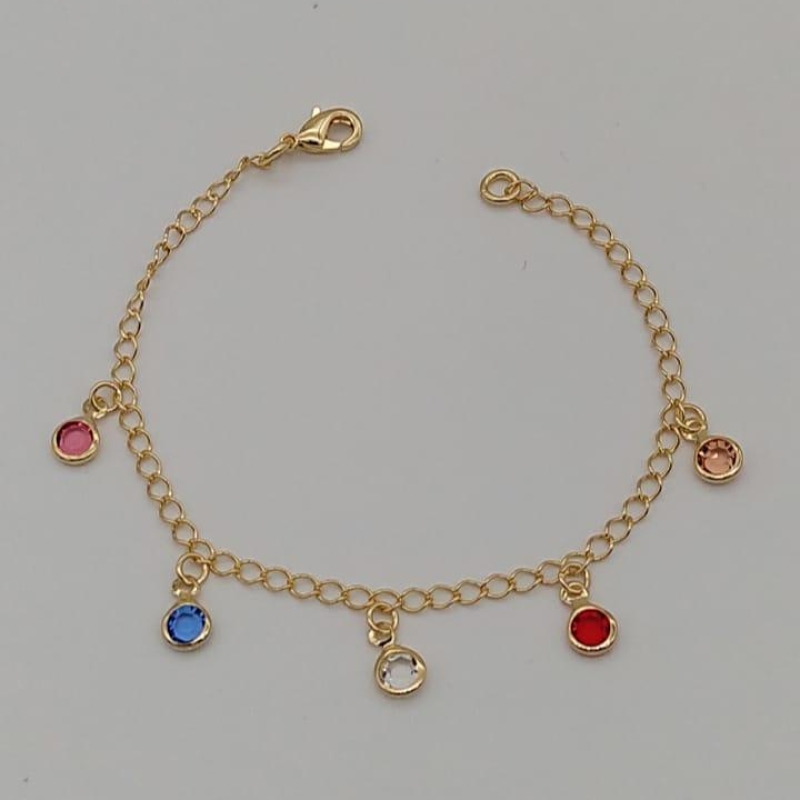 PULSEIRA INFANTIL PEDRAS COLORIDAS PENDURADAS
