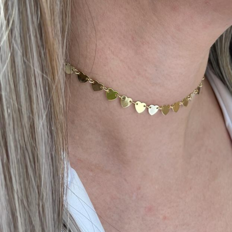 CHOKER CORAÇÕES LISO