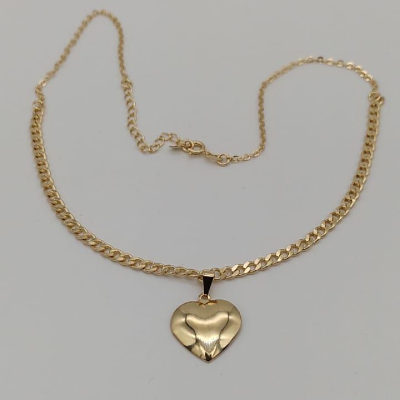 CHOKER GRUMET CORAÇÃO LISO