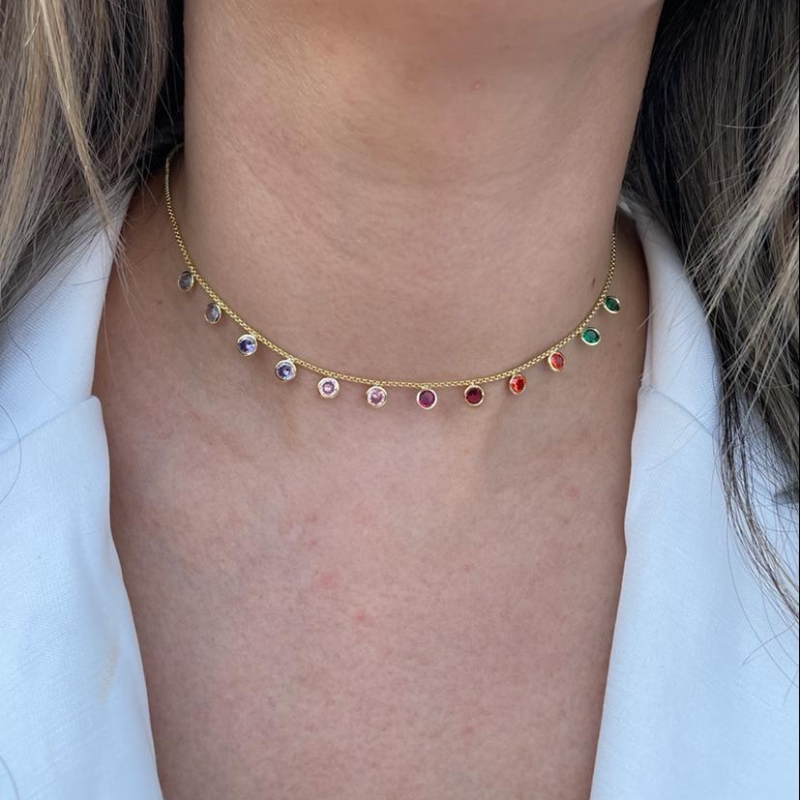 CHOKER PONTOS DE LUZ COLORIDO