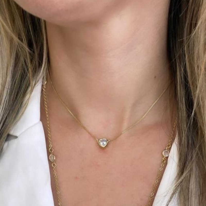 GARGANTILHA CORAÇÃO ZIRCONIA CRISTAL