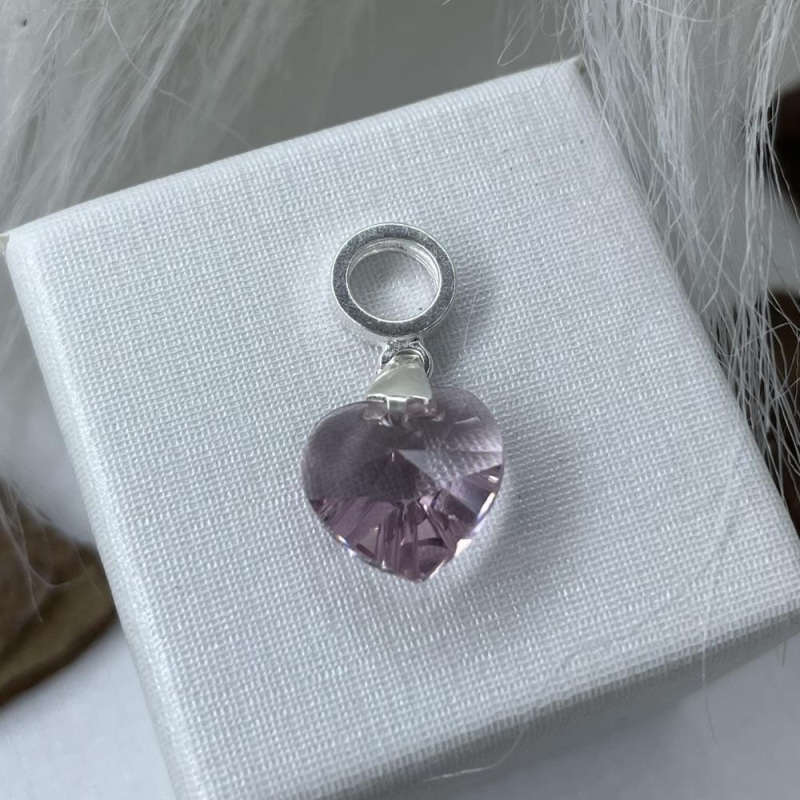 BERLOQUE PRATA CORAÇÃO CRISTAL LILAS