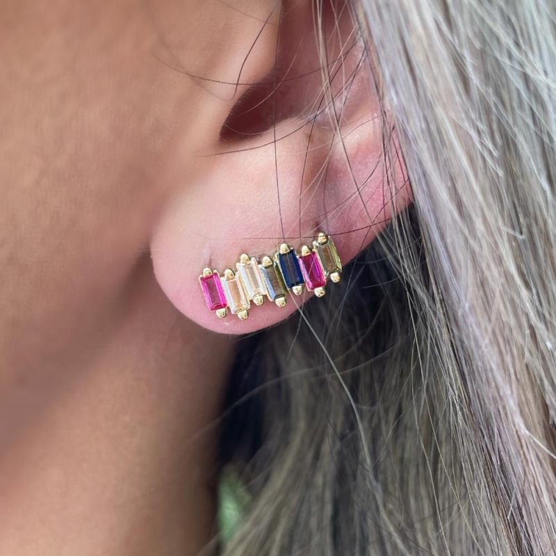 BRINCO EAR CUFF PEDRAS COLORIDAS