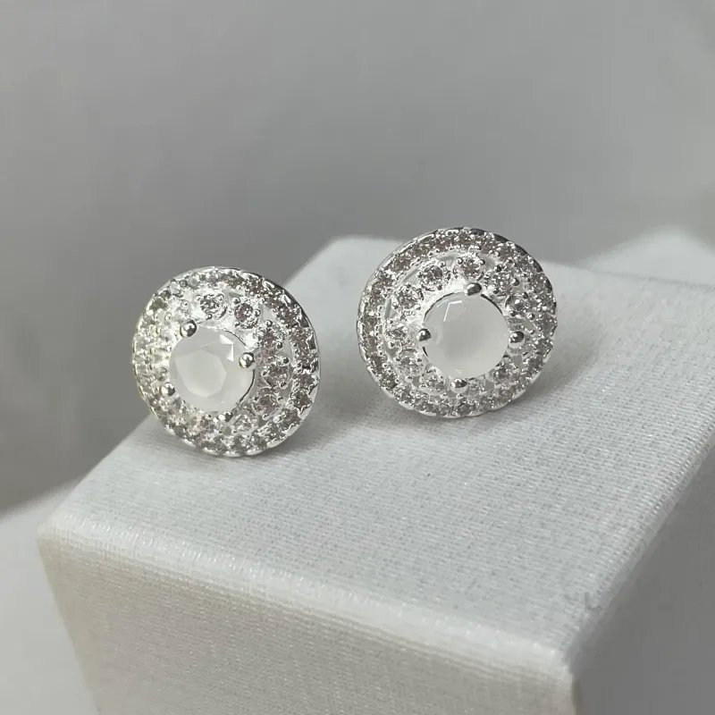 BRINCO PRATA PIZZA CRAVEJADO COM ZIRCONIA BRANCA