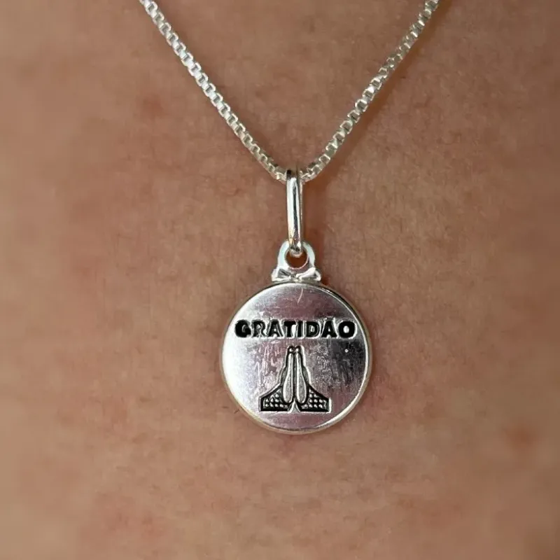 GARGANTILHA PRATA MEDALHA GRATIDÃO