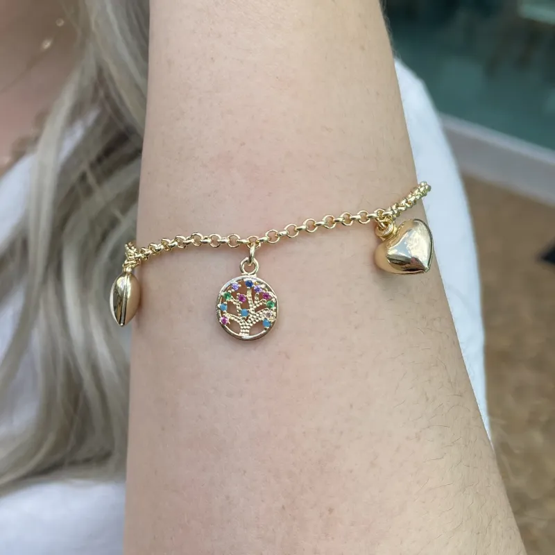 PULSEIRA CORAÇÃO COM ARVORE DA VIDA COLOR