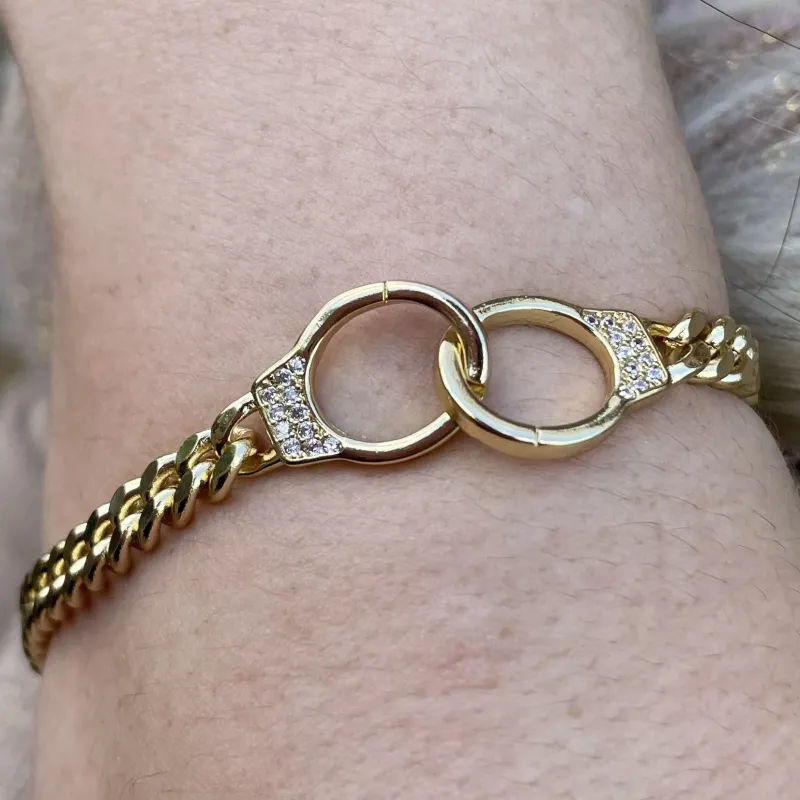 PULSEIRA GRUMET ELO RETANGULAR CRAVEJADO