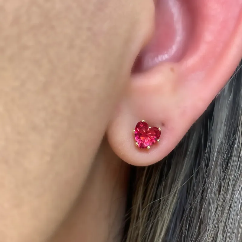 BRINCO CORAÇÃO ZIRCONIA MELANCIA MÉDIO