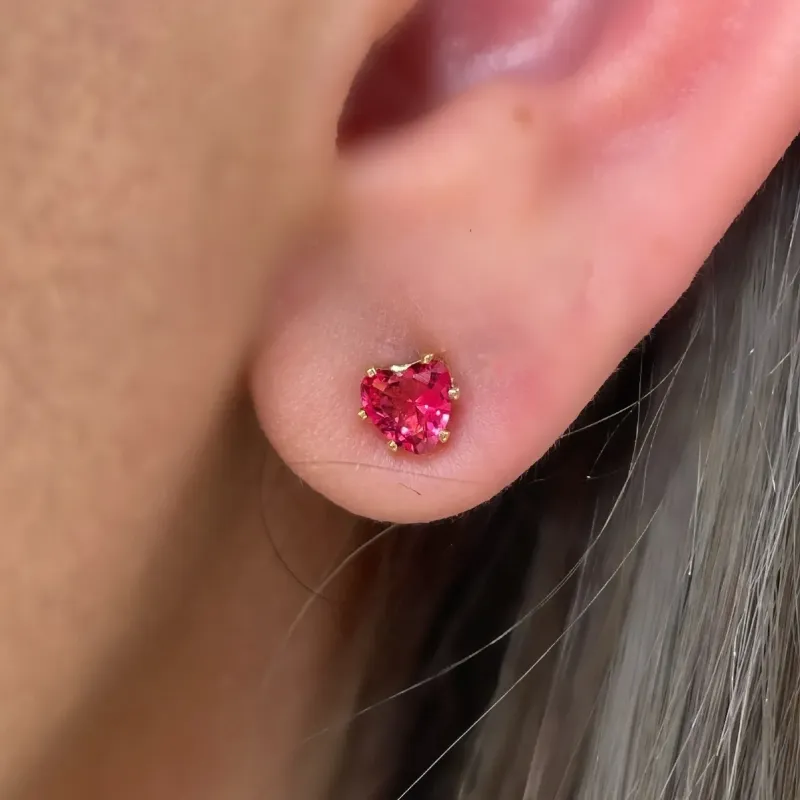 BRINCO CORAÇÃO ZIRCONIA MELANCIA PEQUENO